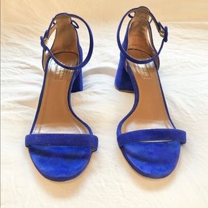 Aqua Azzura blue suede tassel sandals